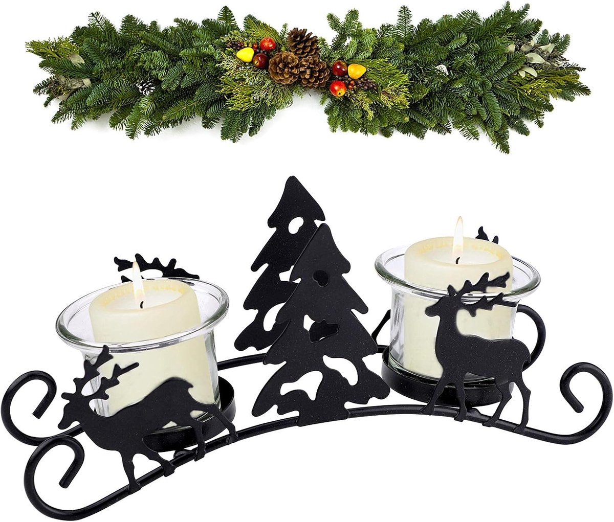 Houders Kerst Kaars Houder Vintage Metalen Kandelaar Houder Rendier Theelicht Kaarsenhouders Kerst Tafelblad Kandelaars Voor Kerst Xmas Tafel Decoratie