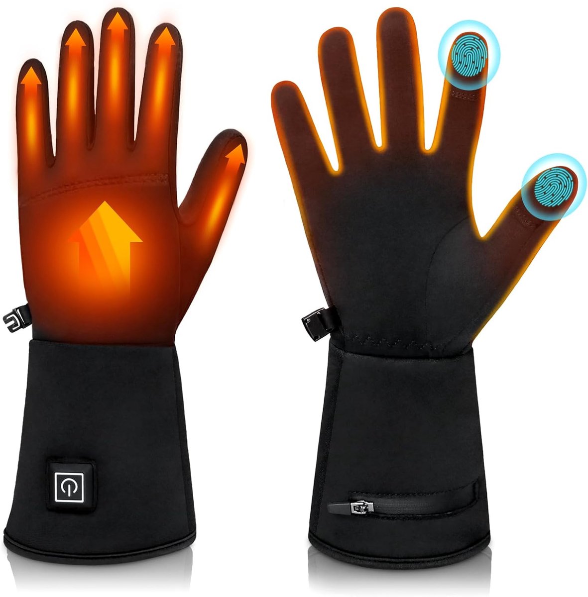 Handschoenen voor dames en heren, verwarmde motorhandschoenen met oplaadbare batterij, 2200 mAh x 2, thermo-handschoenen voor de winter met 3 temperaturen en touchscreen