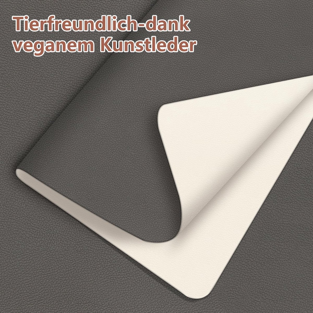 Placemats, afwasbaar en onderzetters, leren placemats, afwasbaar, dubbelzijdige placemats, omkeerbare placemats, antislip, lederlook, set van 4, grijs + beige