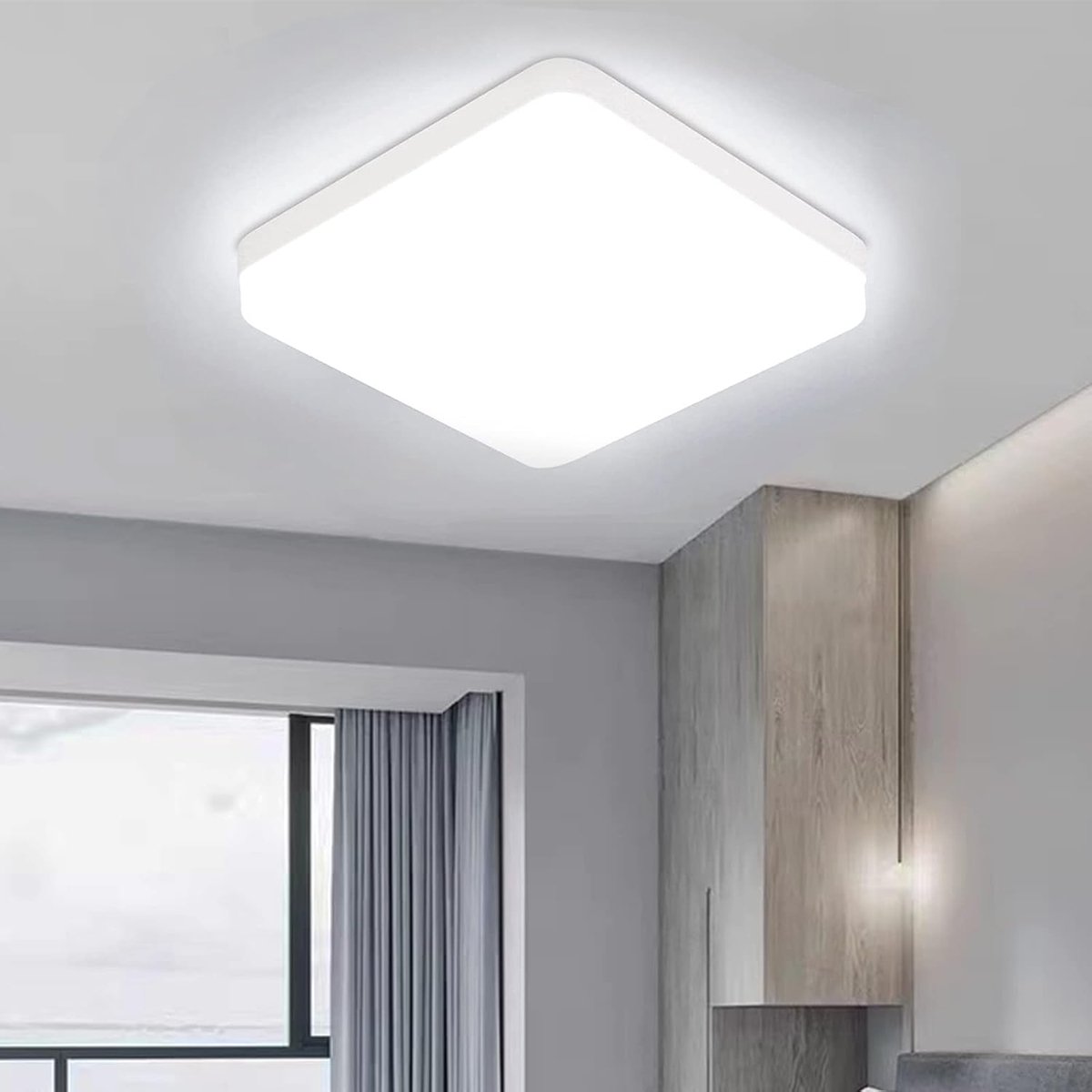 Plafondlamp 36W Badkamerverlichting Plafond keukenlamp Waterdichte IP65 3240Lm Koel Wit Vierkante 6500K LED Slim Plafondlicht voor Badkamer, Keuken, Gang, Buiten Ultradun Ø230*H40mm