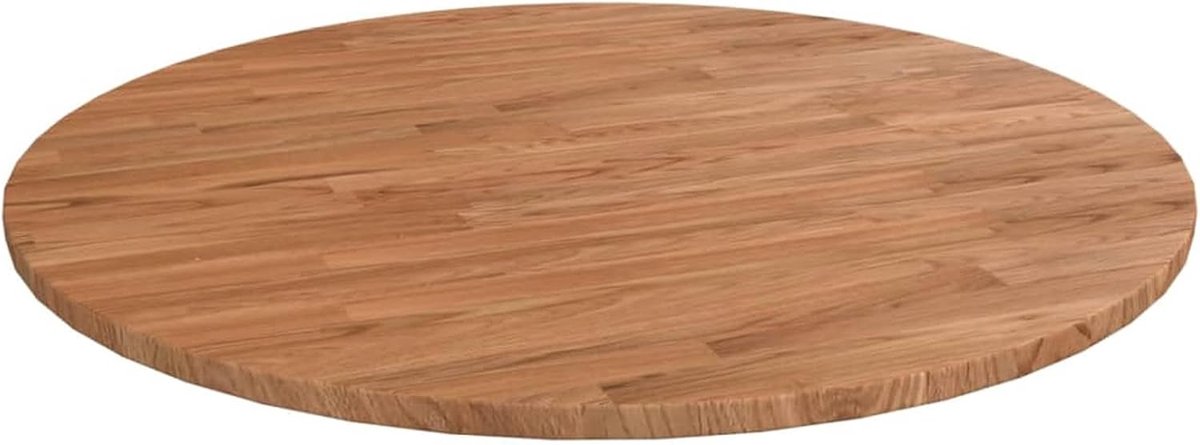 Tafelblad, rond, van eikenhout, onbehandeld, lichtbruin, Ø 70 x 1,5 cm, keukentafelblad, eettafelblad, tafelblad, houten blad, tafelblad van hout, rond tafelblad