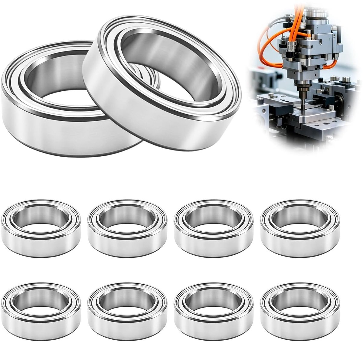 10 stuks MR128-2RS kogellagers, 8 mm x 12 mm x 3,5 mm, dubbel beschermde groefkogellagers, lagers voor 3D-printers, freesmachines, verschillende mechanische apparaten, enz