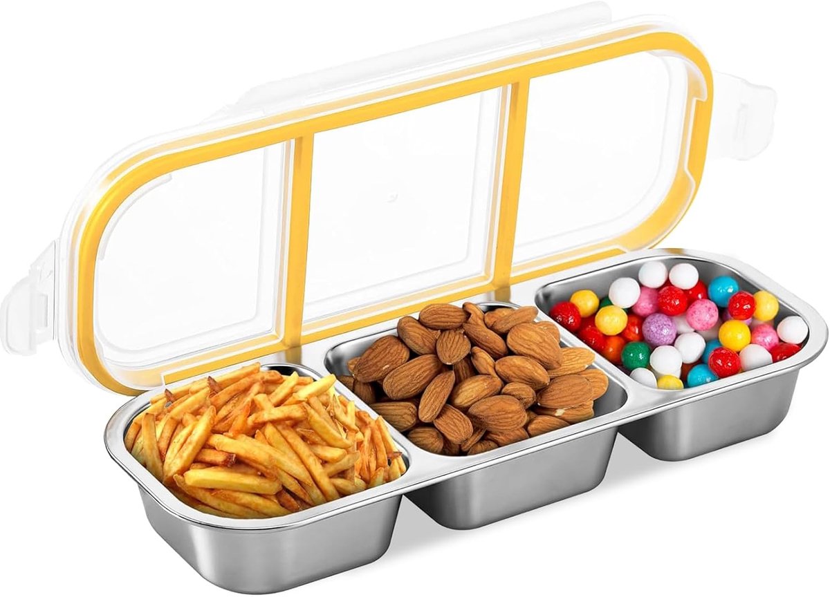Roestvrij staal, snackdoos met vakken, met deksel, waterdicht, bestand tegen hoge temperaturen, zonder smaakstoffen, geschikt voor kantoormedewerkers