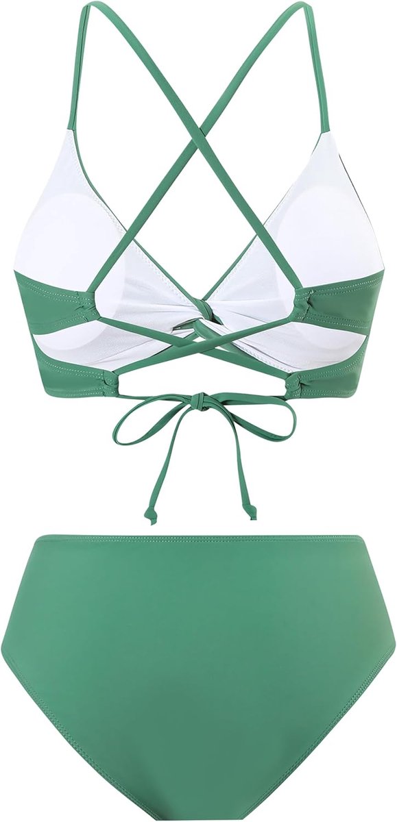 Dames Bikini Set V-hals Tweedelig Badpak Bikini Lace Up Push Up Bikini Top Crossover Badmode