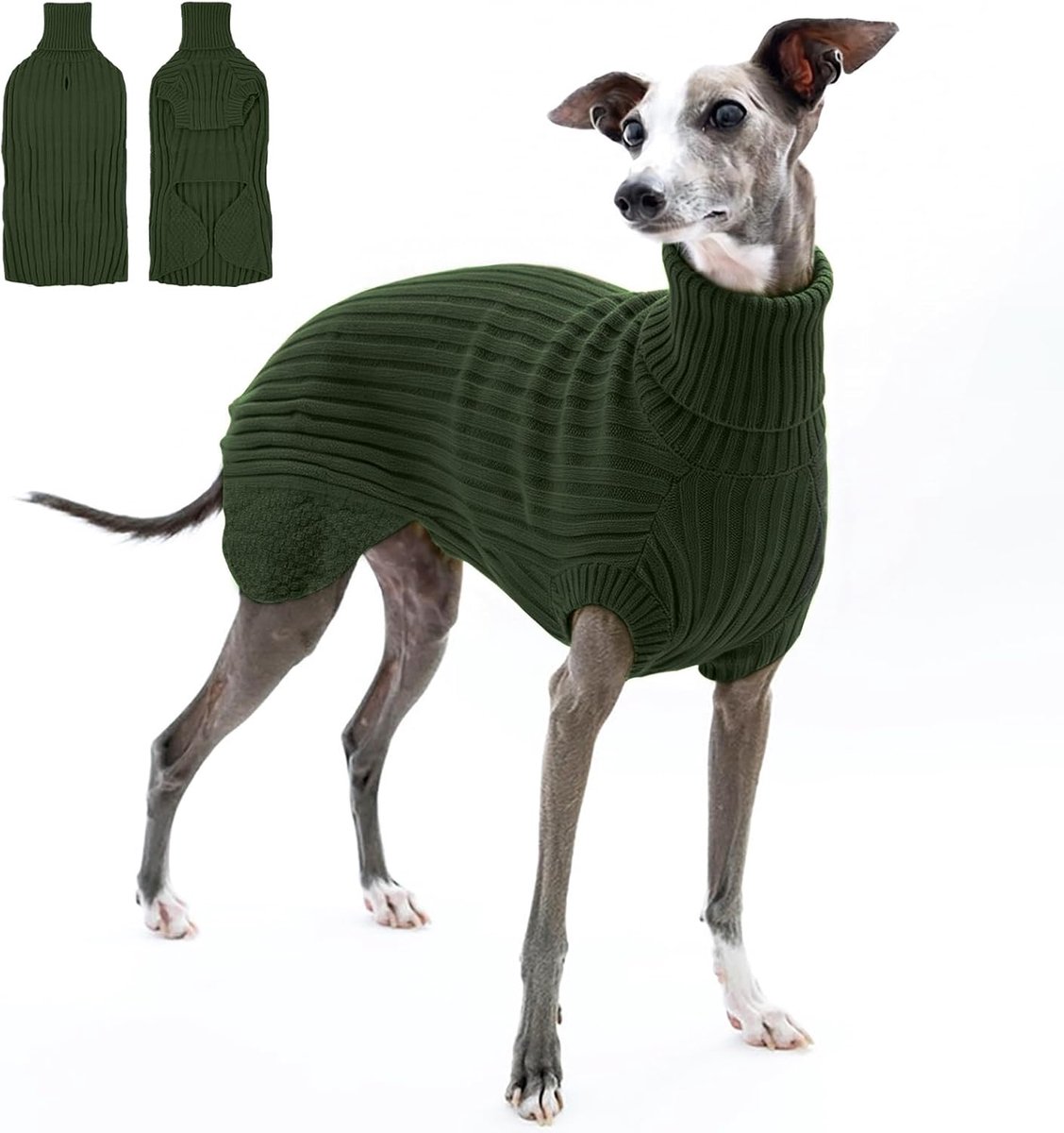 Lurchers, windhond pyjama hondenvest warme windhond winterjas hond jumper honden pyjama (groen, L)