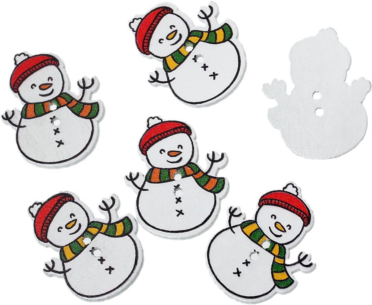 Lievelingsladen 30 stuks sneeuwpop 36 x 18 mm 2 gaten knutselknoppen winter motief knopen voor kinderkleding om aan te naaien knutselen scrapbooking decoratie