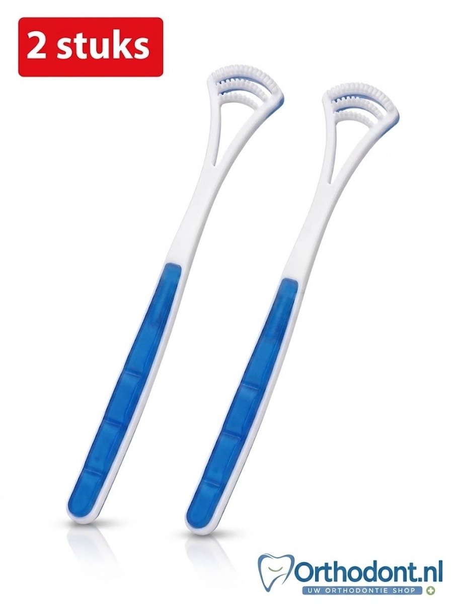 Orthodont PureBreath Tongschraper - 2 Stuks - Tongreiniger - Tegen Slechte Adem en Witte Tong - Kunststof - Blauw