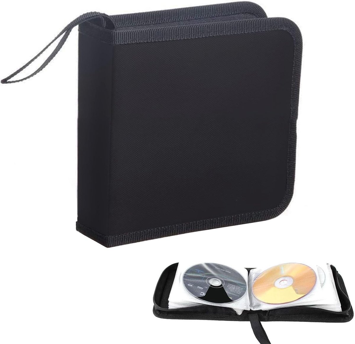 CD-opbergtas voor 40 schijven, ideale opslagoplossing voor CD's en DVD's in auto en huis, zwart