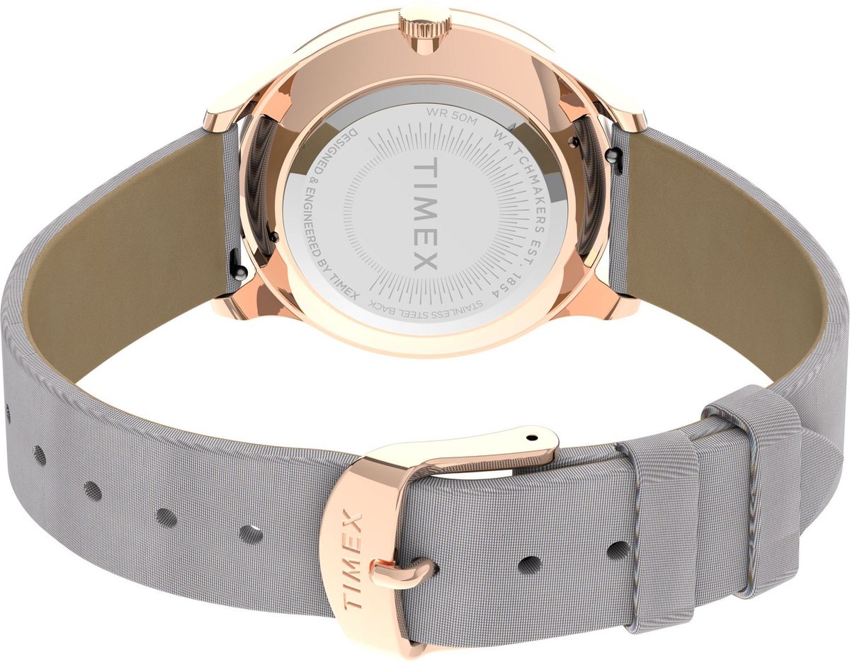 Timex Trend Kwarts Analoog Horloge Grijs Kast Gemaakt Van 100% Loodarm Messing En Een Band Van 100% Synthetisch Materiaal 32 TW2V01000AJ