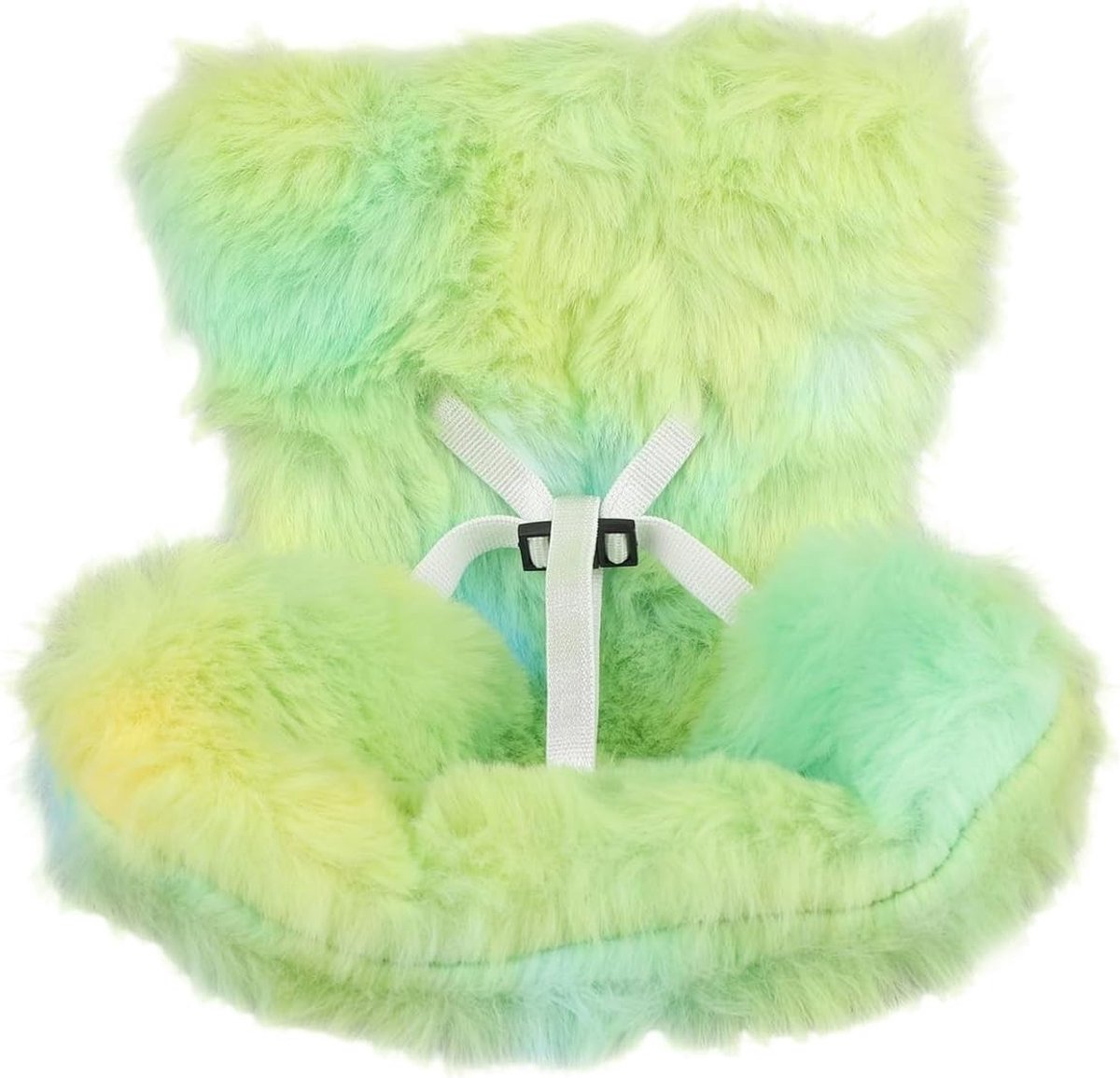 Veiligheidszitje voor 17cm Poppen, Pluche Zitkussen met Ventilatieclips voor Speelgoedauto's en Decoratie voor Thuis en Bureau (Groen Geel Blauw)