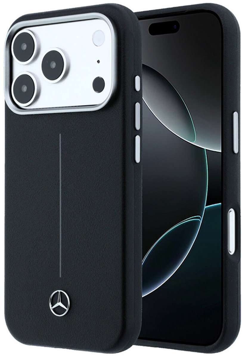 Mercedes-Benz Backcase hoesje geschikt voor Apple iPhone 18 Pro/17 Pro - Effen Zwart - Leer