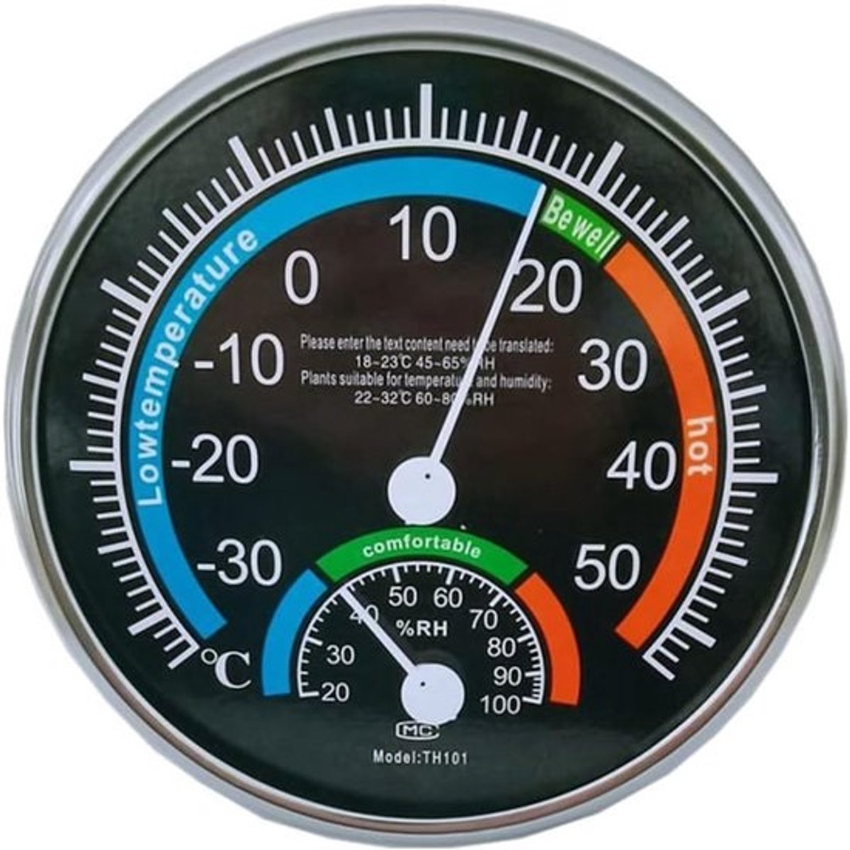 Analoge Thermometer & Hygrometer voor Binnen - Temperatuur & Vochtigheidsmeter Zwart
