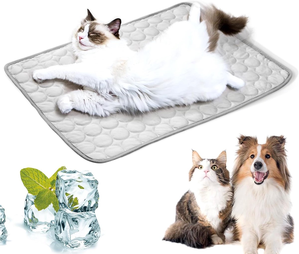 68 x 61 cm, koelmat voor honden, kattenmat, koeldeken, geschikt voor het koelen van gazon, autostoel, bank, vloer (grijs)
