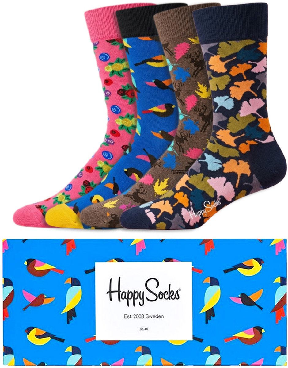 4 Paar – Happy Socks – Giftbox Forest – Dames & Heren – Maat 36-40 – Diverse Printjes