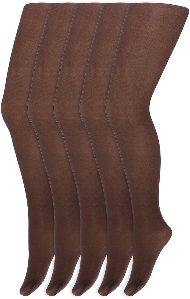 Zijdeglans Meisjes Panty | 35 Denier | Merk: Yellow Moon | Maat: 116 T/M 176 | Kleur: Chocolate | 5 Paar