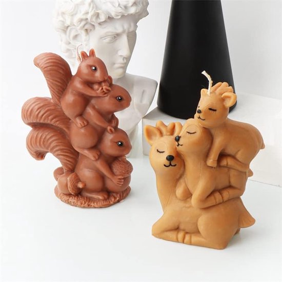 3D-eekhoorntjes, kaarsvorm, dierenbakvorm, siliconen vormen voor fondant, taartdecoratie, chocolade, zeep, gips, sojawas, kaarsen, epoxyhars handwerk (H) — afbeelding 5