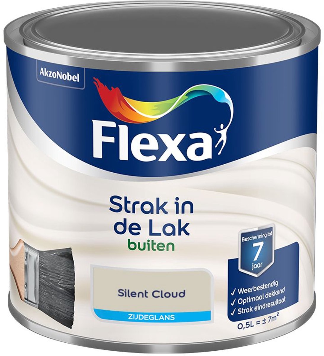 Flexa - Strak In De Lak Buitenlak Zijdeglans - Silent Cloud - 500 Ml - Kleur Van Het Jaar 2027