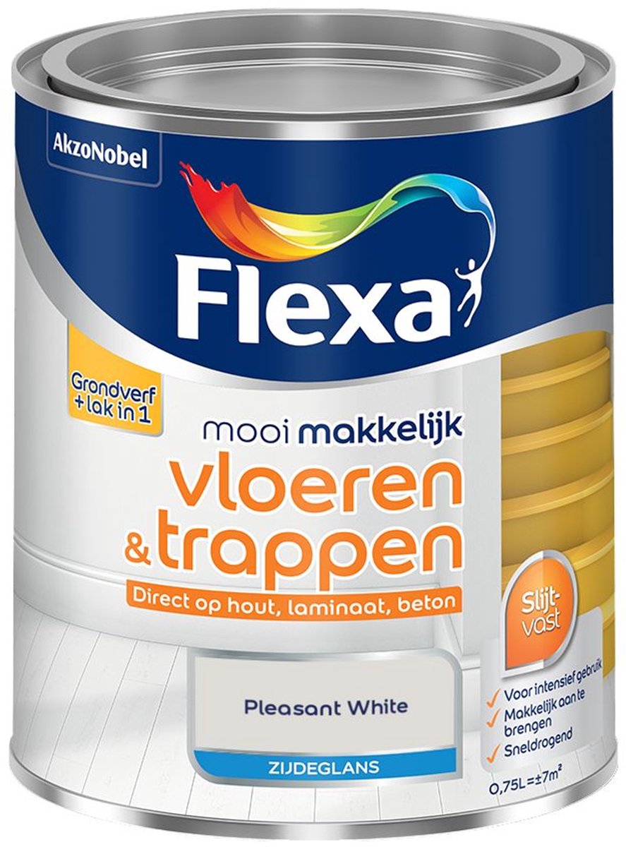 Flexa - Mooi Makkelijk Vloeren & Trappen Zijdeglans - Pleasant White - 750 Ml - Kleur Van Het Jaar 2027