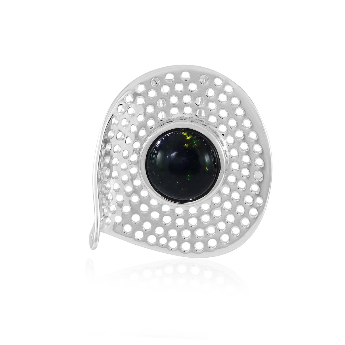 Cavill - Zilveren Filigraan Hanger - 925 Sterling Zilver Gerhodineerd - Mezezo Opaal Cabochon 0,945 ct - Ethiopische Opaal Sieraden Dames