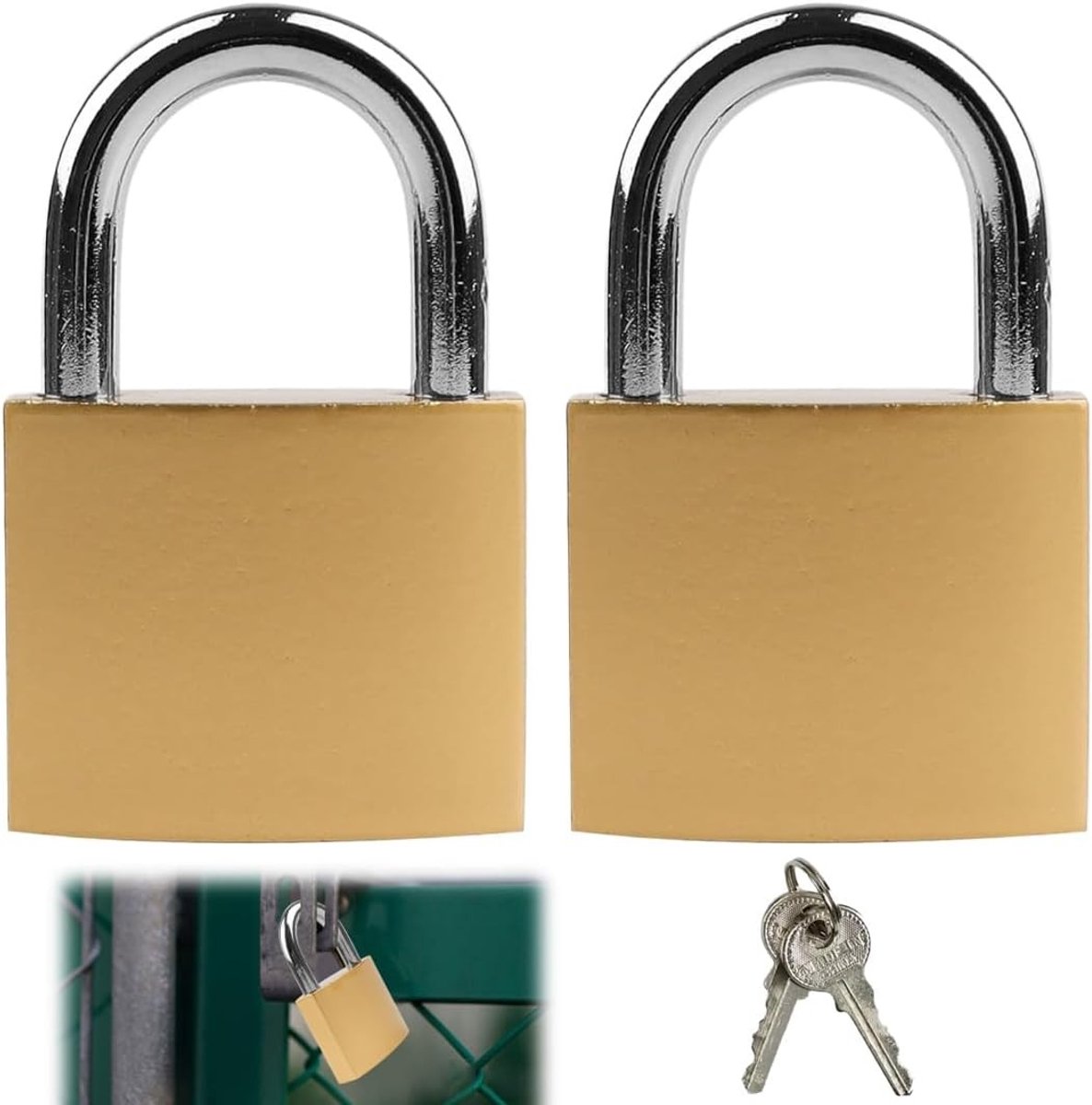 Kleine Mini Hangslot met Sleutel - 2 Stuks van 25 mm voor Rugzakken en Reisbagage in Koperkleur