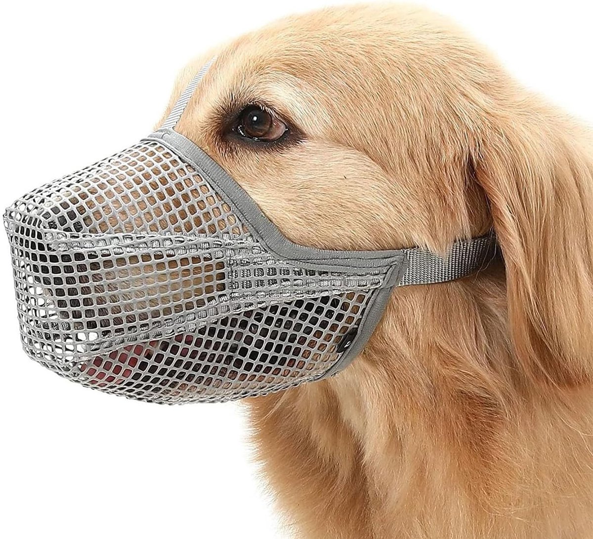 Verstelbare Hondenmuilkorf Set van 4, Ademend en Zacht Mondmasker voor Kleine, Middelgrote en Grote Honden, Voorkomt Bijten en Blaffen (Grijs S)