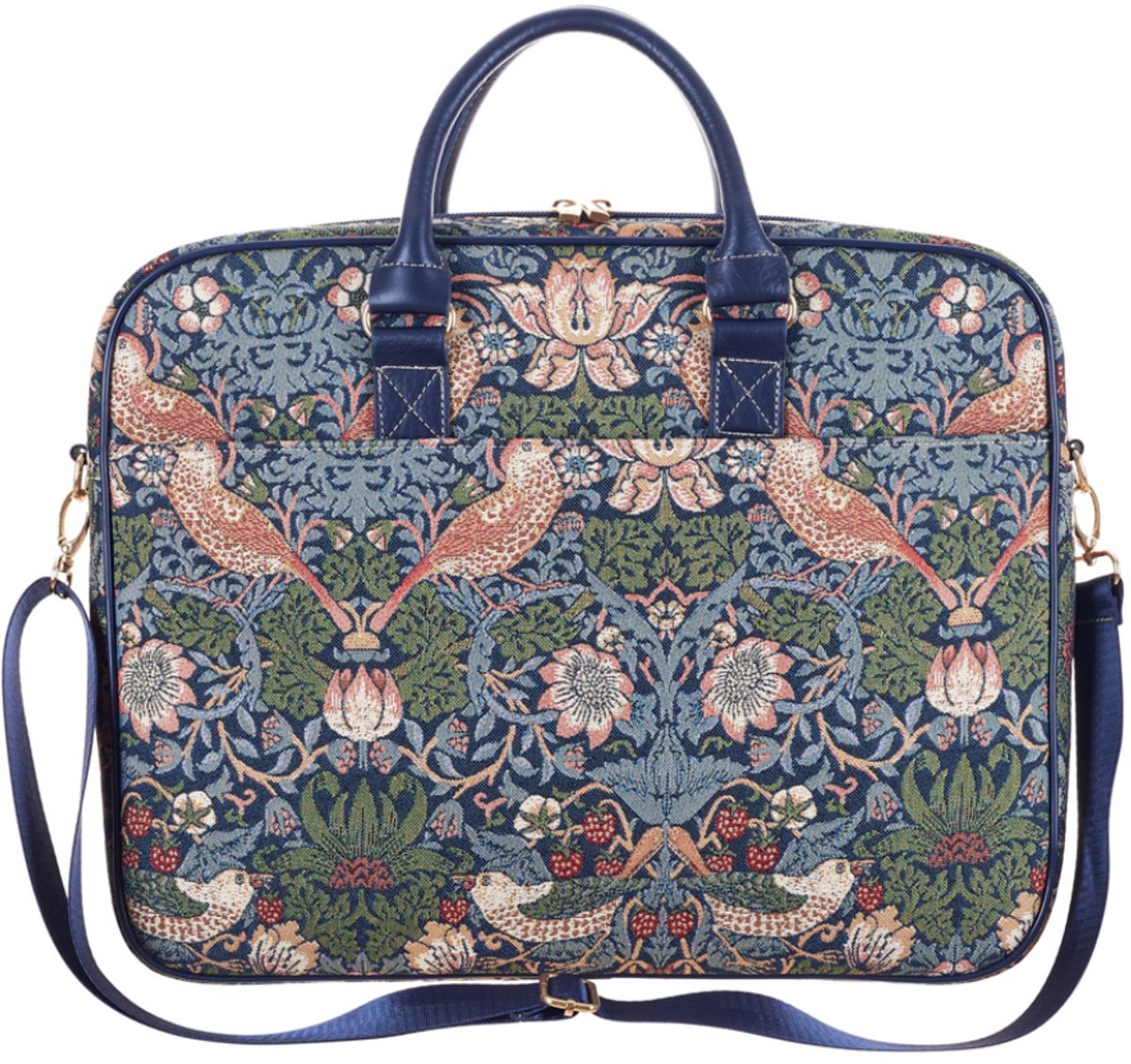 Computertas - Laptoptas - Gobelinstof - Strawberry Thief Blue - Blauw - William Morris