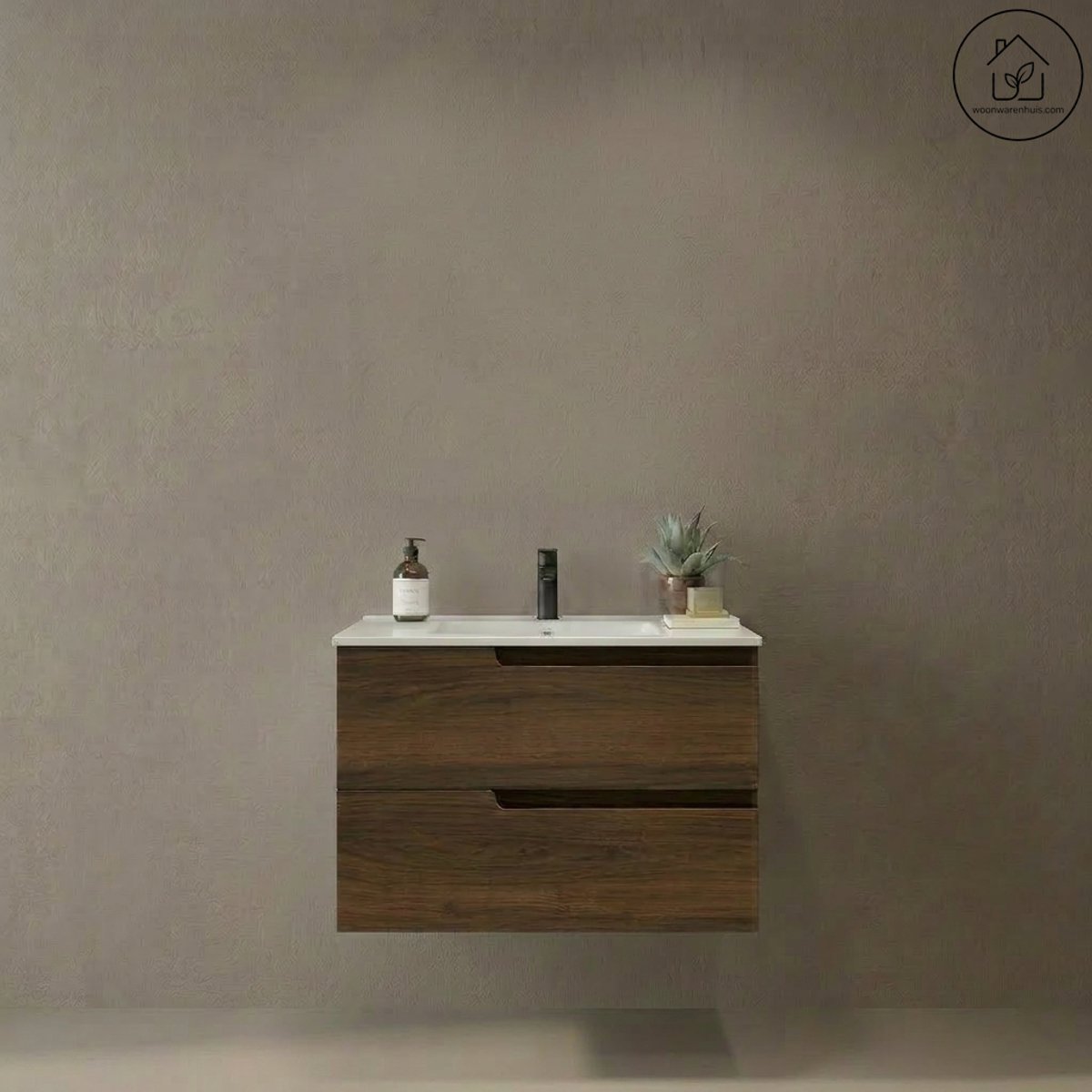 Sanitado Vima Luxe Wastafelkast 80cm Walnoot Ibon Wastafel
