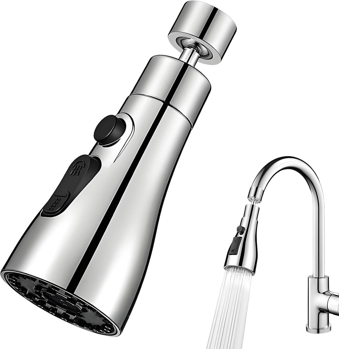 Keukenkraan - Zilver - Handdouche met 360° Rotatie - 3 Modi - ABS en Staal - Voor Keuken en Badkamer