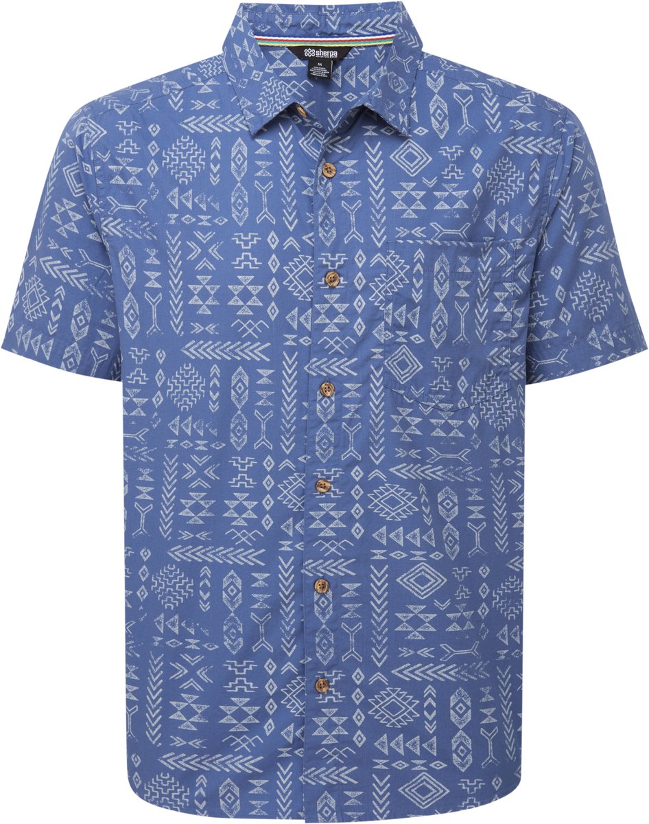 Sherpa Adventure Gear Balun heren overhemd met korte mouwen Tropical Blauw