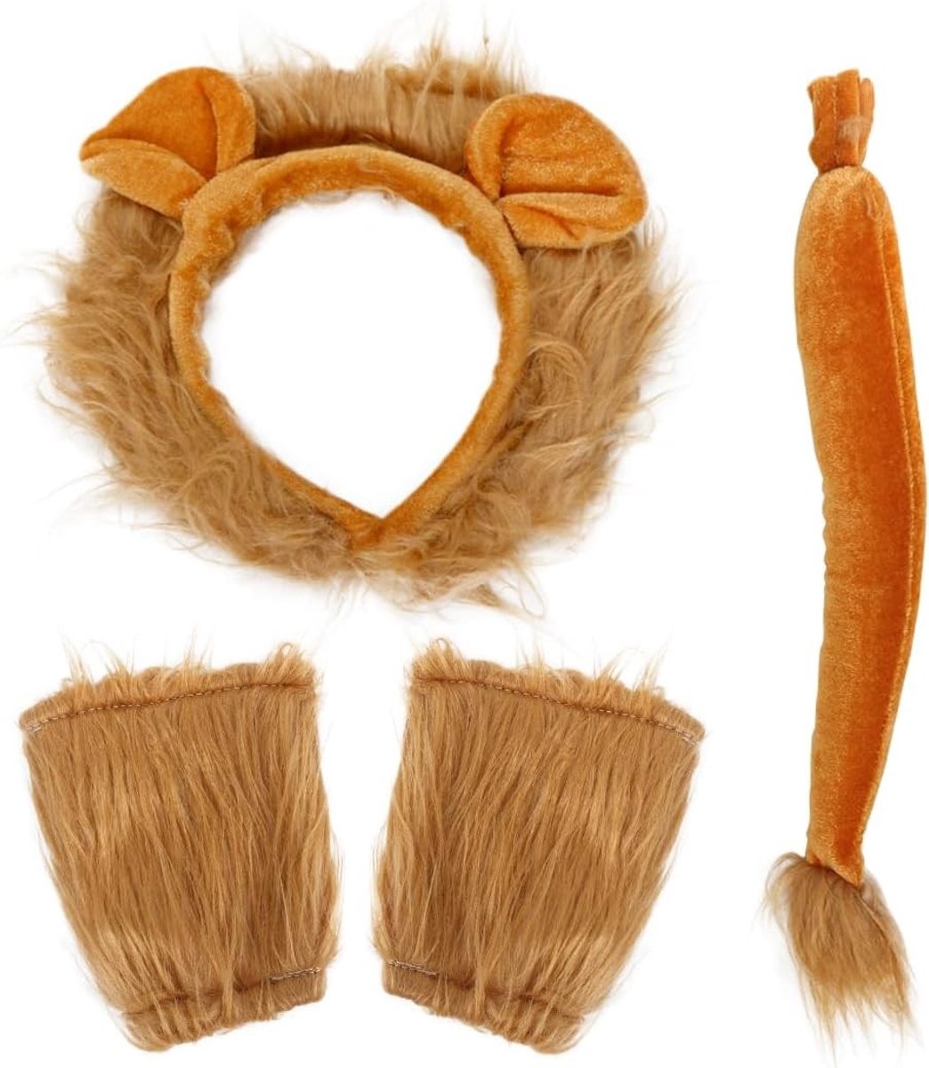 Schattige dieren kostuumaccessoires met leeuwenoren en staart voor carnaval en cosplay