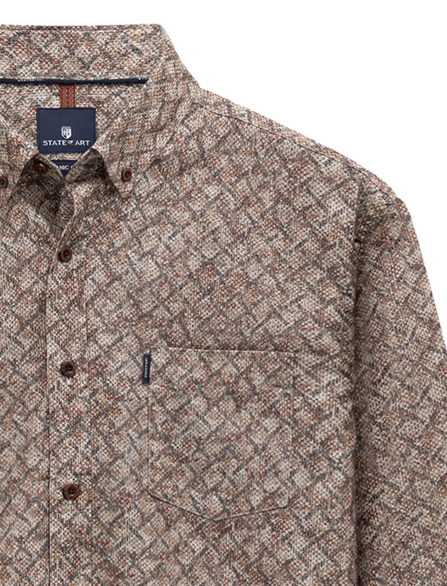 Overhemd State of Art bruin Organic Cotton