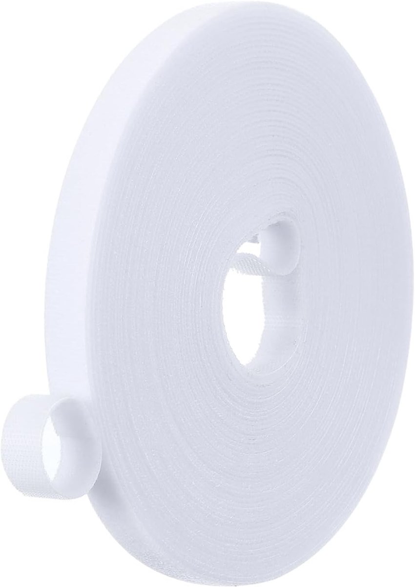 Dubbelzijdige nylon strips 0.4 inch x 33 FT - Herbruikbare kabelbinders voor multifunctioneel kabelbeheer, wit