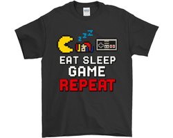Gamer Shirt – EAT SLEEP GAME REPEAT – Gaming Outfit – Unisex T-Shirt voor Dames & Heren – Origineel Cadeau