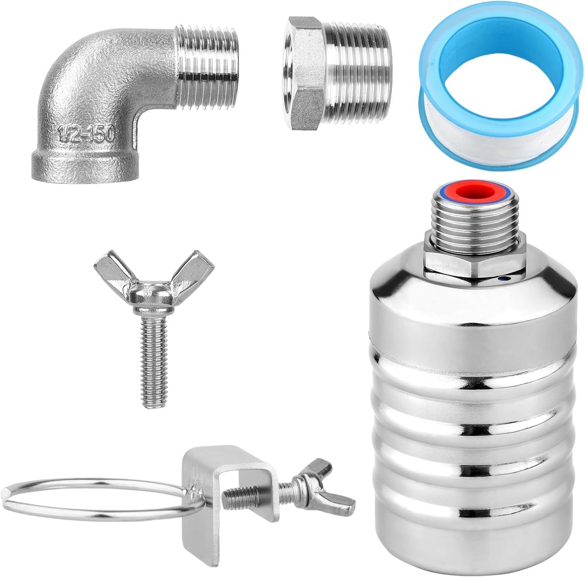 Automatische Waterniveau Controle Floatklep Set van RVS, 1/2" tot 3/4'', Perfect voor Aquarium, Zwembad en Dierenvoerbak