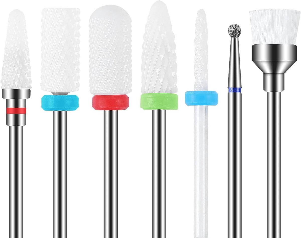 Keramische freesboren - Wit - 7-delige set - Duurzame keramische nagelbits - Voor manicure en pedicure thuisgebruik