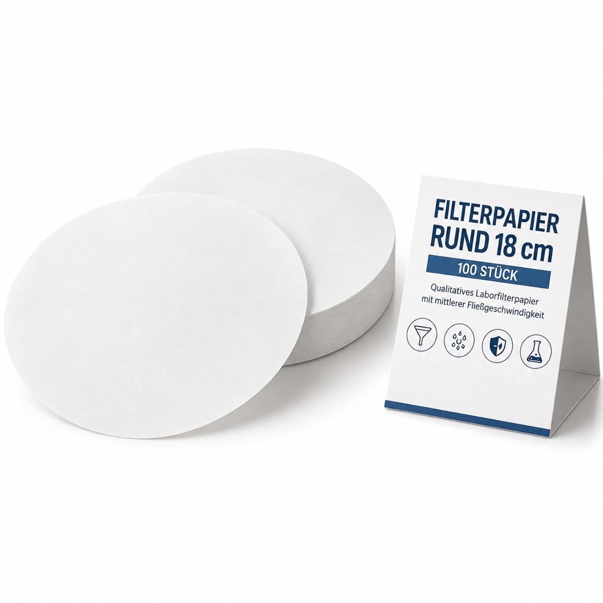 100 Stuks 7-Inch Filterpapierschijven voor Kwalitatieve Analyse, Laboratoriumkwaliteit, Gemiddelde Doorstroomsnelheid (Wit)