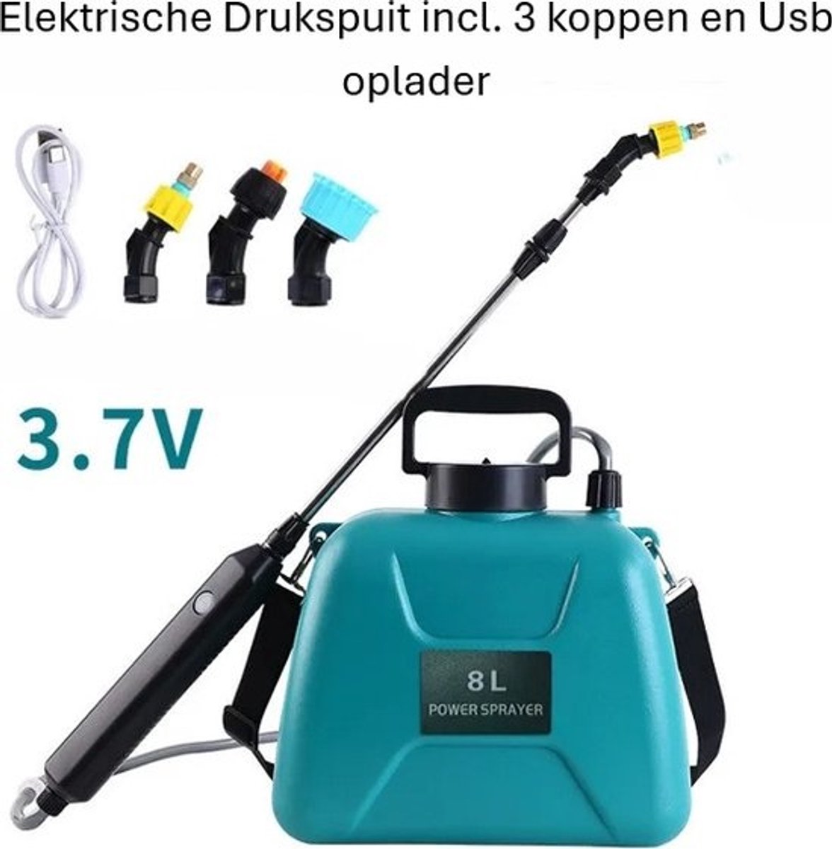 Elektrische spuitpistool - Automatische spuitpistool - 8 Liter - 1 Klik beweging - Waterspuit - Elektrische sproeier - Niet meer pompen - 5 Spray modus