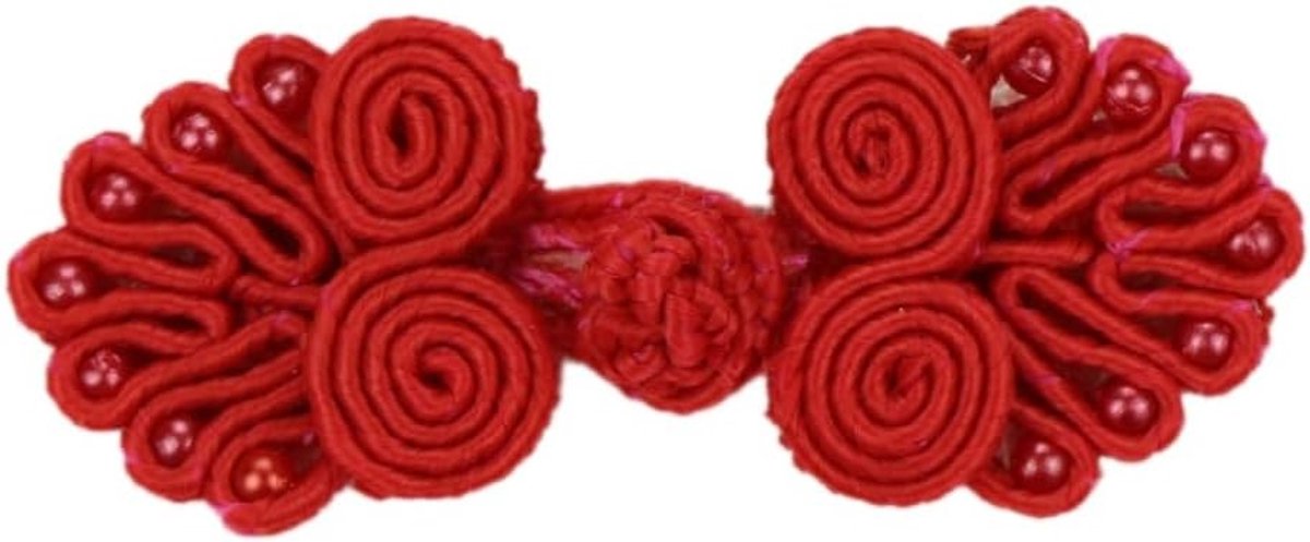 Retro Chinese Frog Knopen met Parels voor Cheongsam, Sjaals en Kleding - 30 Paar Donkerrood Sluitingen voor Naaien en Handwerken