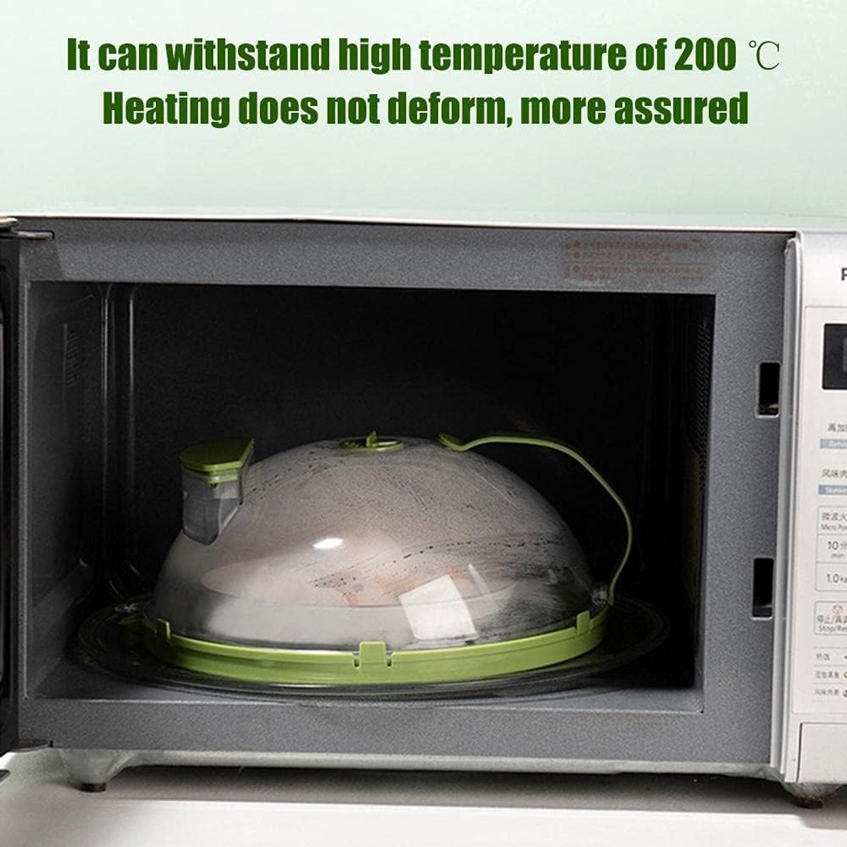 Verwarmingsdeksel voor magnetron, voedselbescherming, splatters voorkomen, met handvat en draaibare ring