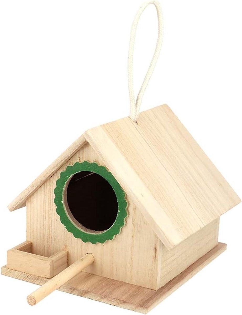 Houten Vogelhuisje voor Buiten, Handgemaakt Vogelhuis voor Tuin en Achtertuin, Ideaal voor Voeding en Nestelen van Vinken en Blauwe Vogels