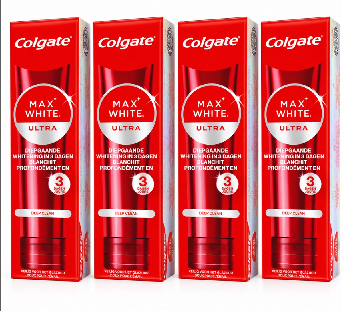 Colgate Max White Ultra Deep Clean Tandpasta – 4 x 75 ml – Whitening Tandpasta – Wittere Tanden in 3 Dagen