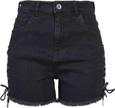 Urban Classics Korte broek -Taille, 28 inch- High Waist Denim Lace Up Zwart