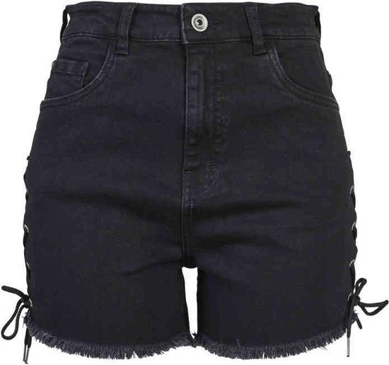 Urban Classics Korte broek -Taille, inch- High Waist Denim Lace Up Zwart