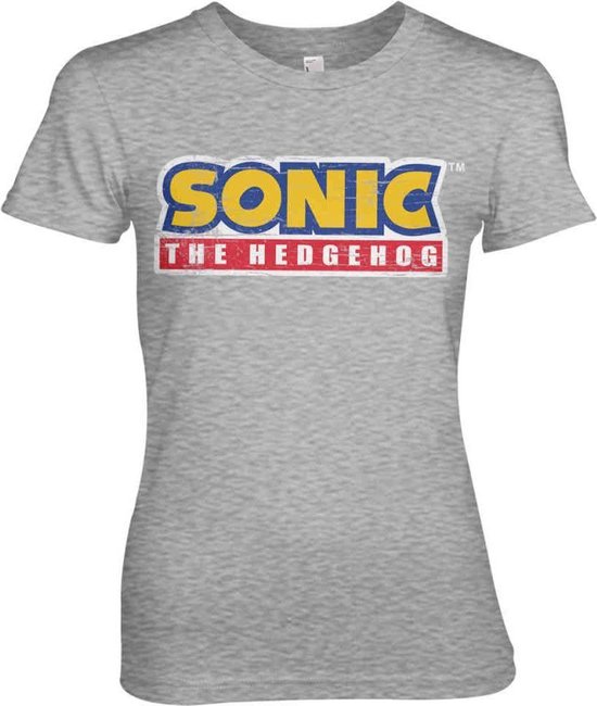 Sonic The Hedgehog Dames Tshirt -2XL- Cracked Logo Grijs