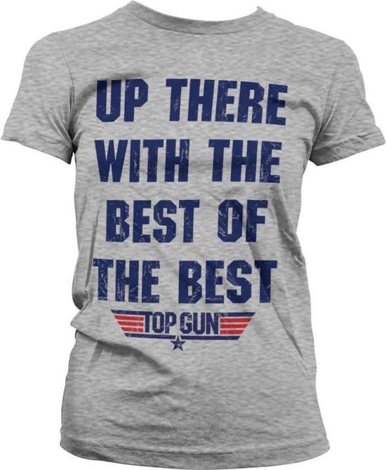 Top Gun Dames Tshirt -L- Up There With The Best Of The Best Grijs