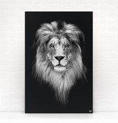 HIP ORGNL Schilderij Lion - Leeuw - 80x120cm - Wanddecoratie dieren - Zwart wit