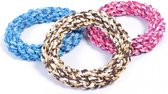 Duvo+ Knoop katoen ring mix Blauw/bruin/roze 14cm