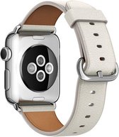 Geschikt voor Apple Watch bandje 38 / 40 / 41 mm - Series 1 2 3 4 5 6 7 SE - Smartwatch iWatch horloge band - 38mm 40mm 41mm - Fungus - PU Leer - Wit - Vouw