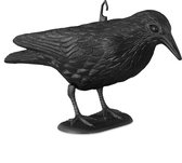 Relaxdays duivenverschrikker kraai staand - 38 cm - vogelverschrikker zwart - tuinfiguur