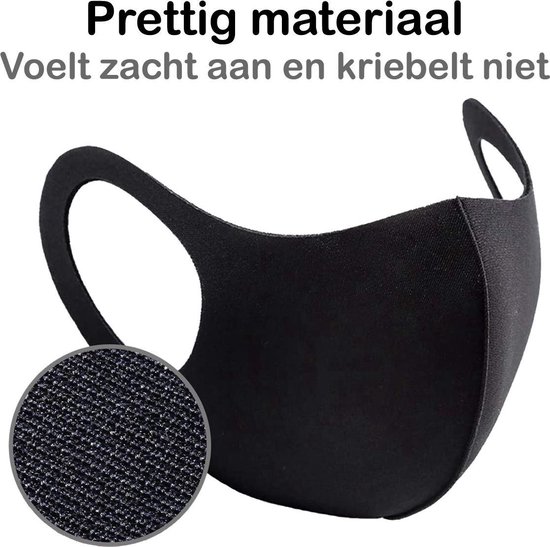 Masque facial lavable Zwart Mondkapjes facial élastique non Medisch - PACK 5